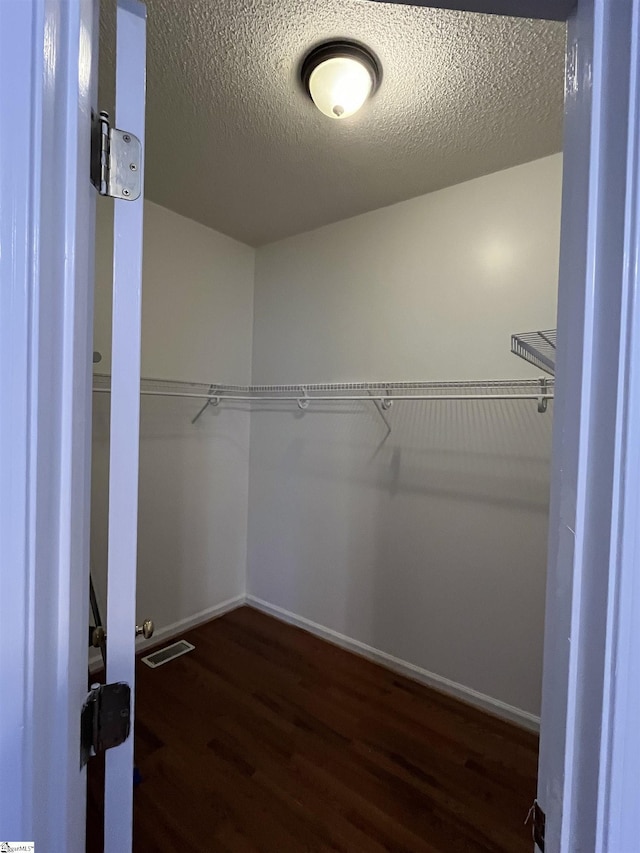 spacious closet featuring dark wood-type flooring