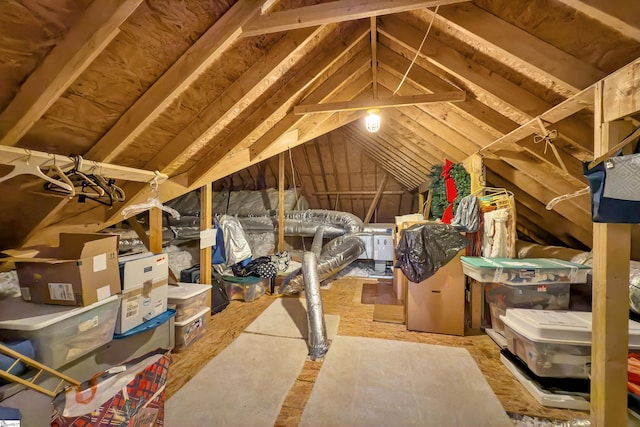 view of unfinished attic