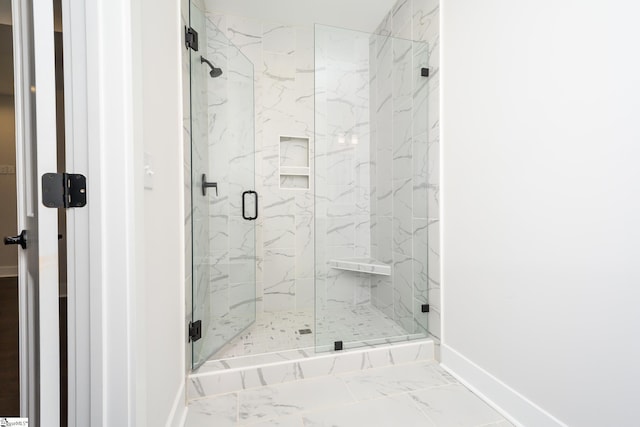 bathroom featuring walk in shower