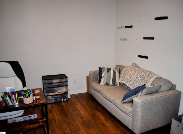 sitting room with dark hardwood / wood-style flooring