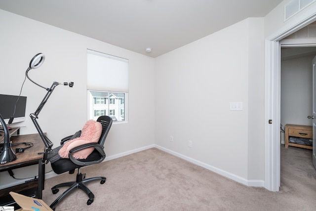 office space with light carpet