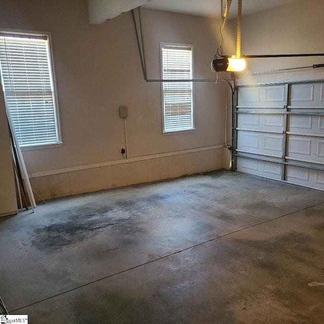 garage with a garage door opener