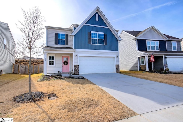 view of front of property with a garage