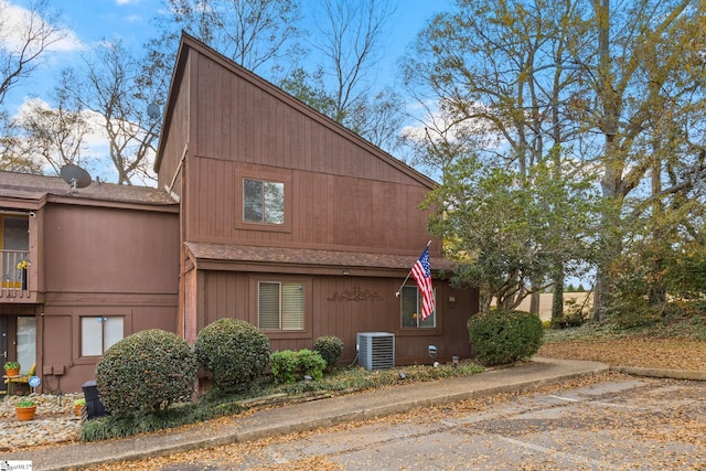 view of home's exterior with central air condition unit