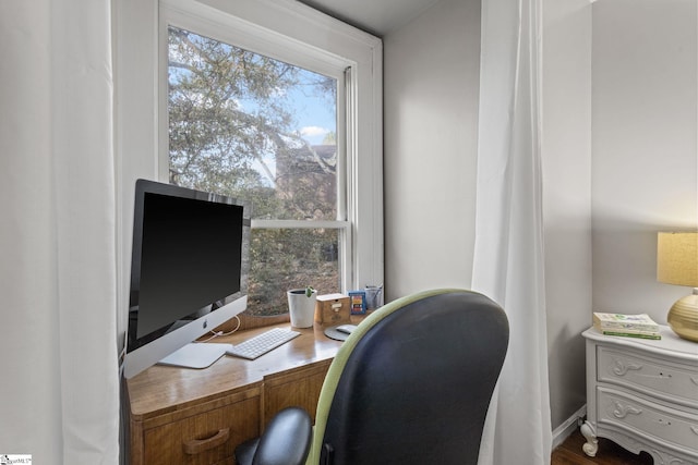 office space featuring hardwood / wood-style flooring