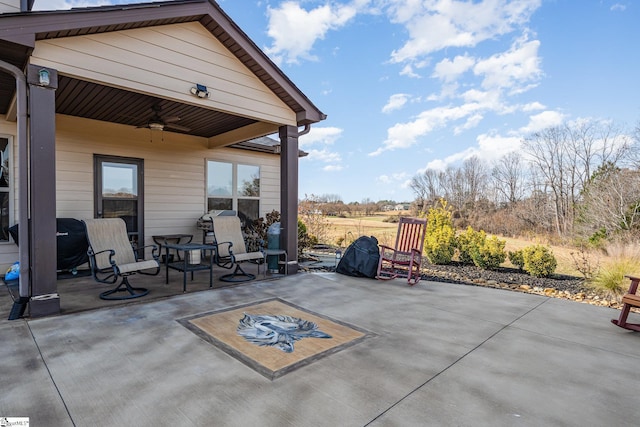 view of patio / terrace featuring ceiling fan