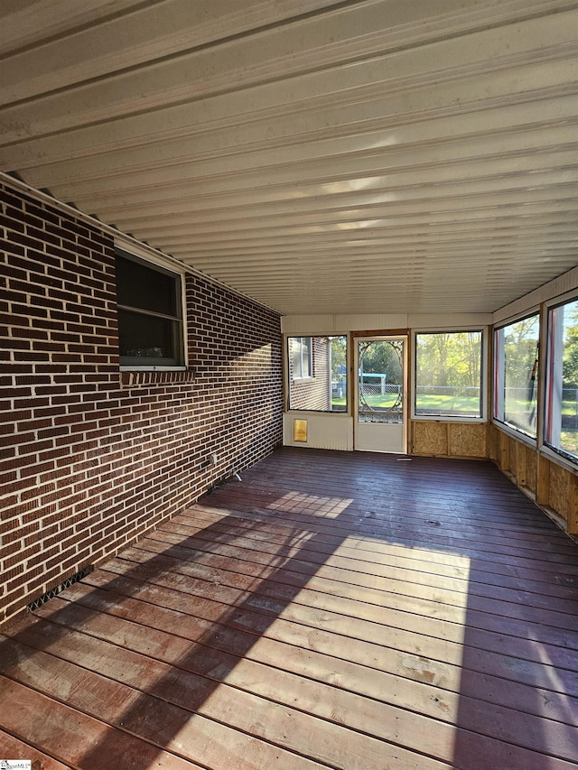 view of unfurnished sunroom