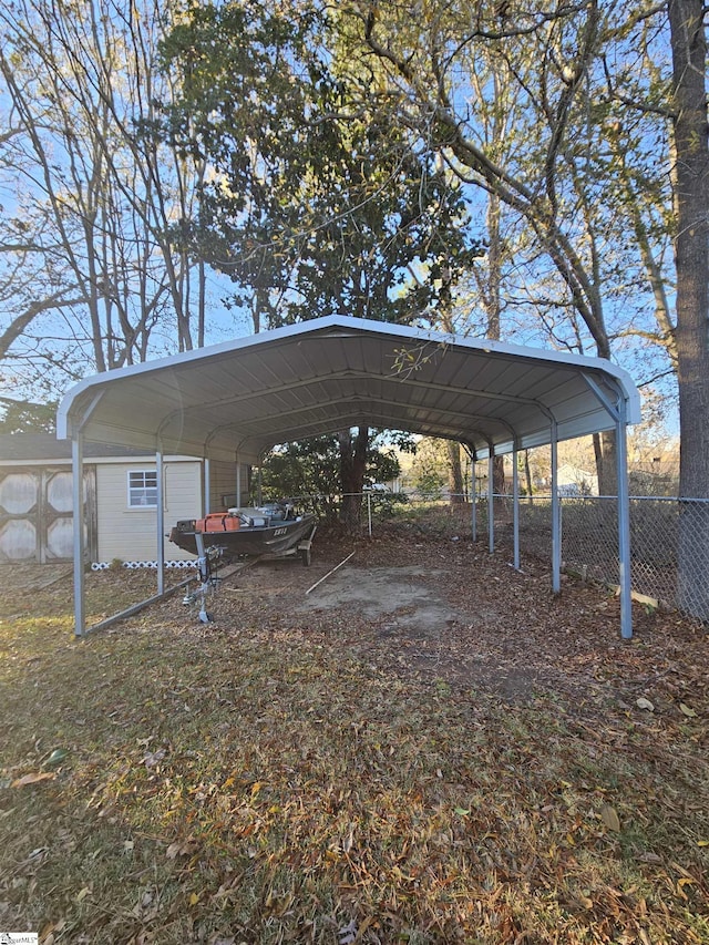 view of parking featuring a carport