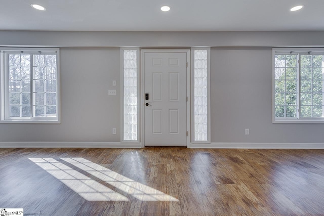 entrance foyer with dark hardwood / wood-style floors