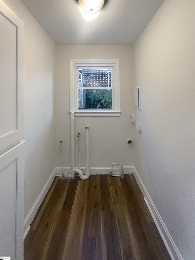 laundry room featuring dark hardwood / wood-style flooring