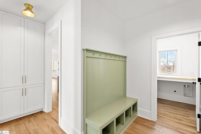 mudroom featuring light hardwood / wood-style floors