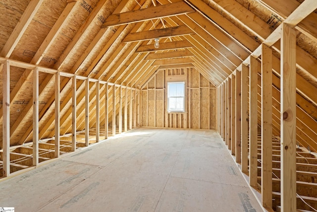 view of unfinished attic