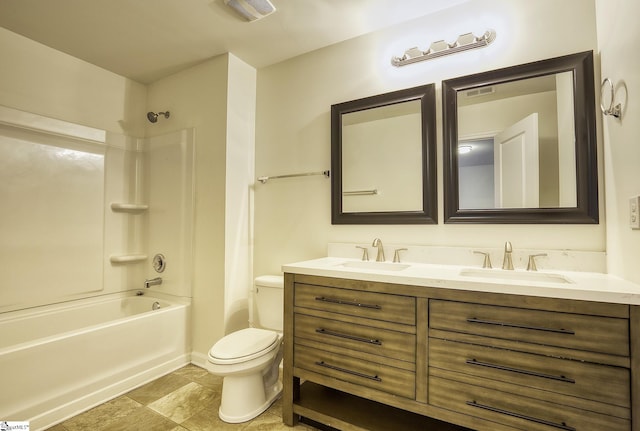 full bathroom with vanity, toilet, and shower / bath combination