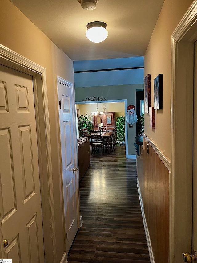 hall featuring dark hardwood / wood-style flooring