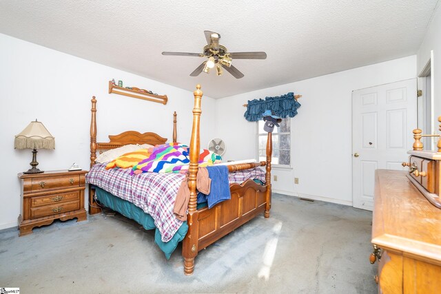 249 Monroe Bridge Rd, Honea Path, SC 29654 - bedroom with light carpet, a textured ceiling, and ceiling fan