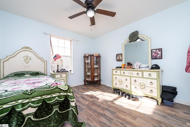 249 Monroe Bridge Rd, Honea Path, SC 29654 - bedroom featuring ceiling fan and dark wood-type flooring