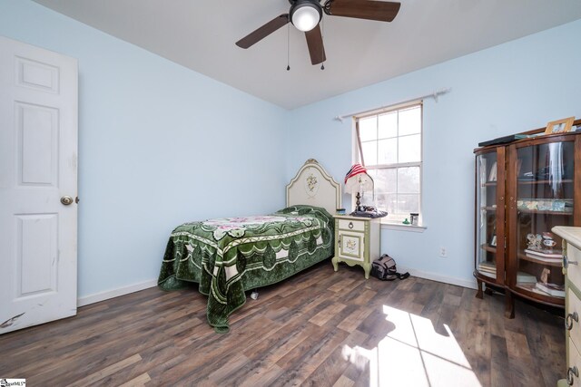 249 Monroe Bridge Rd, Honea Path, SC 29654 - bedroom featuring ceiling fan and dark hardwood / wood-style flooring
