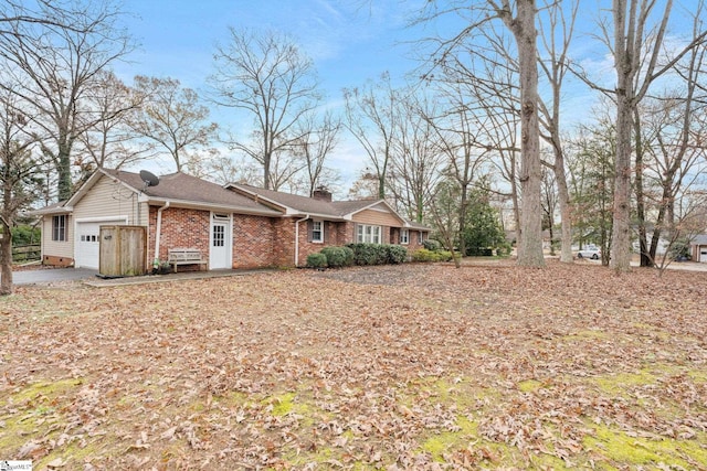 exterior space featuring a garage