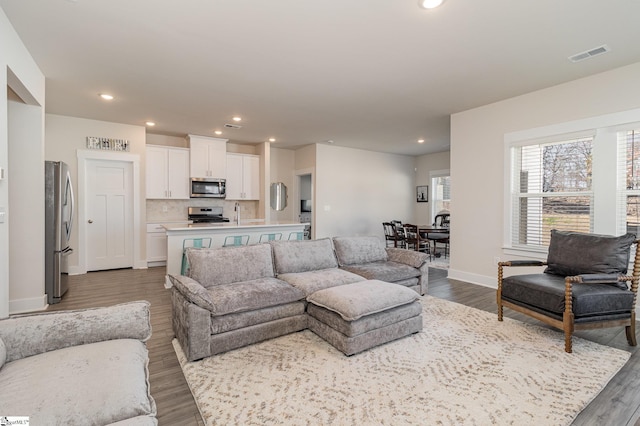 living room featuring hardwood / wood-style floors