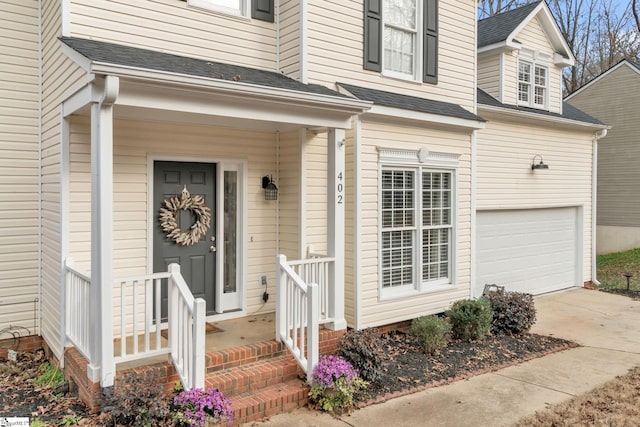 property entrance featuring a garage