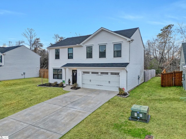 view of front of house featuring a garage and a front yard