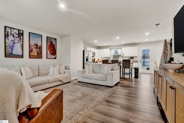 living room featuring light hardwood / wood-style flooring