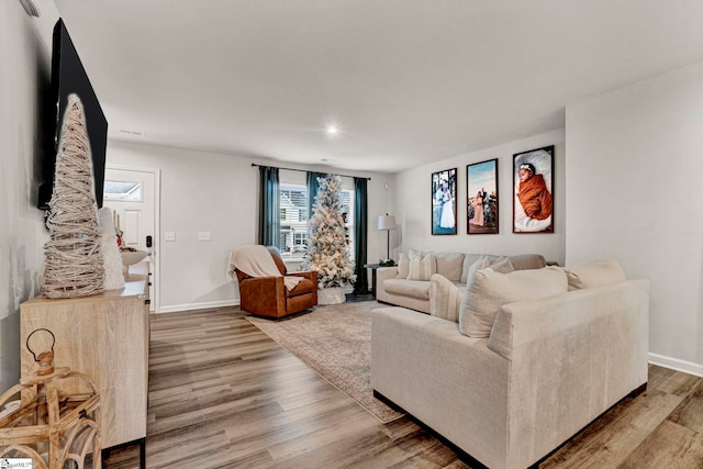 living room featuring hardwood / wood-style floors