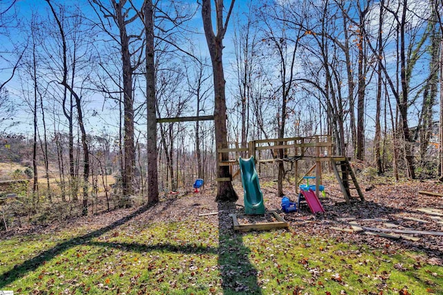 view of yard with a playground