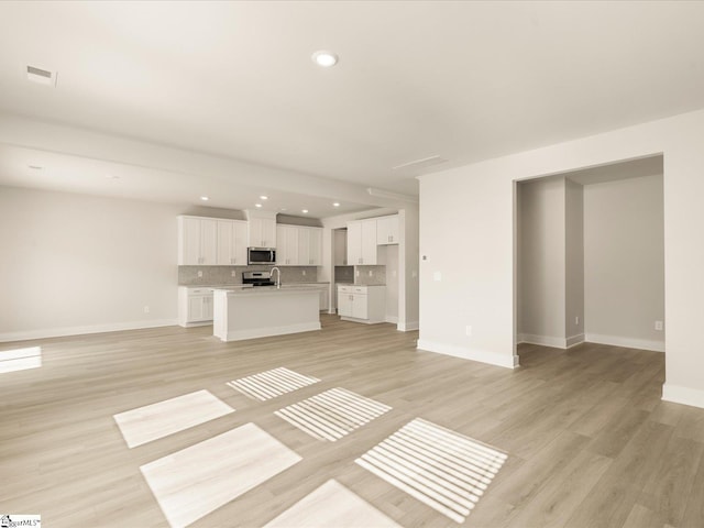 unfurnished living room featuring light hardwood / wood-style flooring