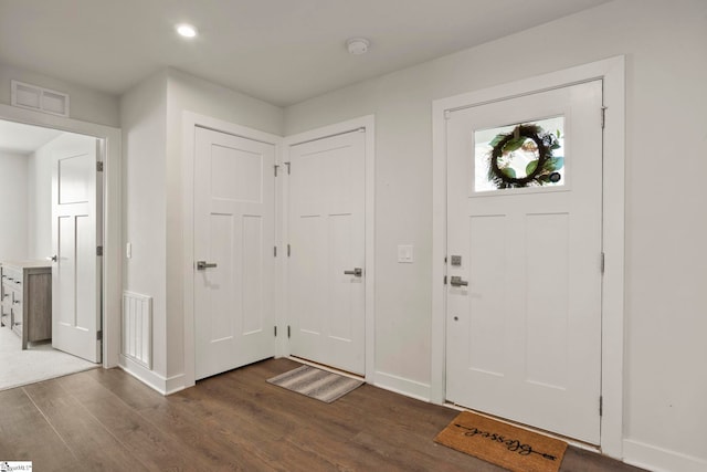 foyer featuring dark wood-type flooring