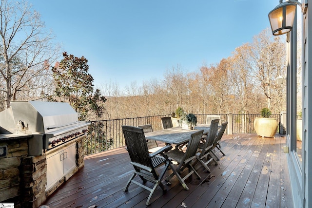 deck featuring grilling area