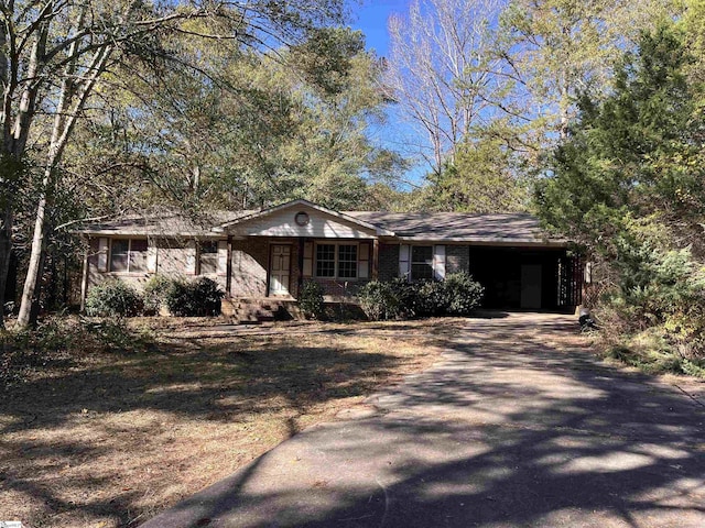 single story home featuring a carport