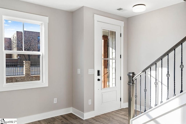 foyer entrance featuring wood-type flooring