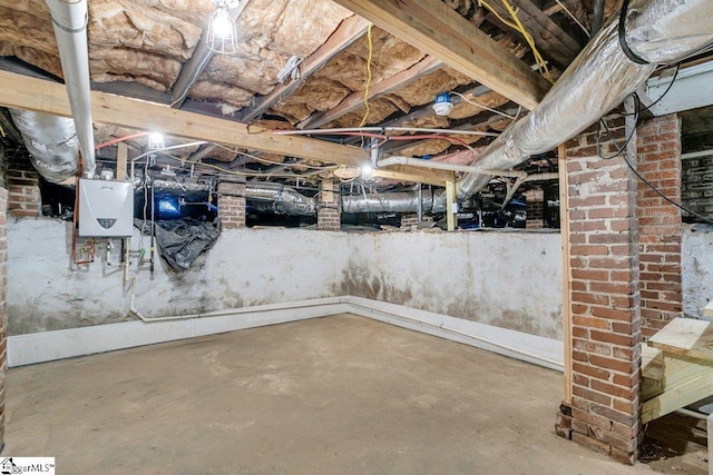 basement featuring water heater