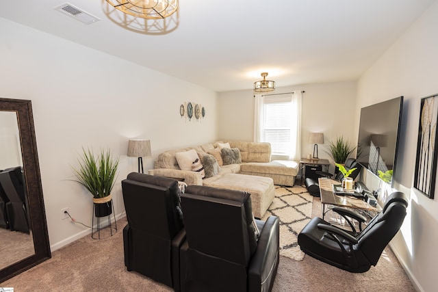 living room featuring carpet flooring