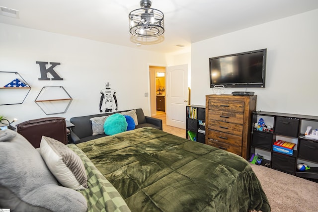 bedroom featuring carpet