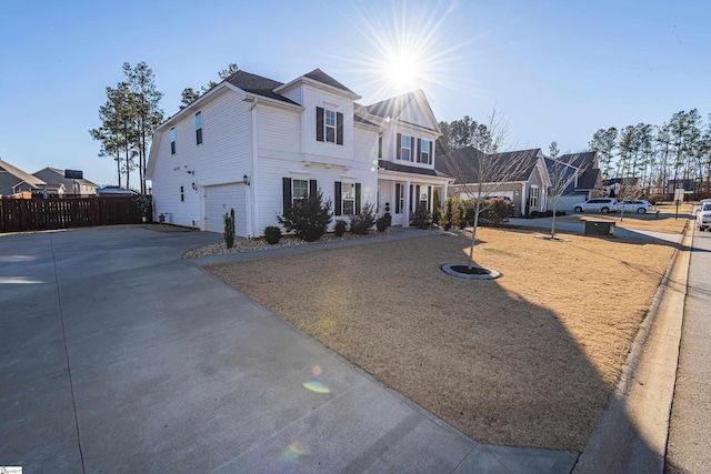 view of front property with a garage