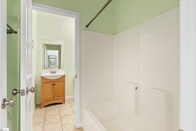 bathroom featuring tile patterned floors, shower / tub combination, and vanity