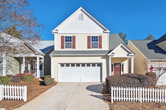 view of front property with a garage