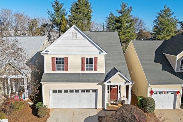 front facade with a garage