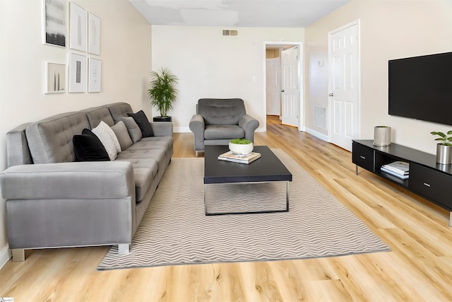 living room with light wood-type flooring