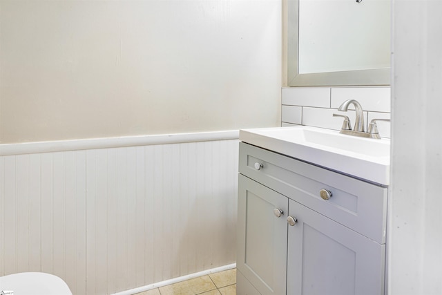 bathroom with vanity and tile patterned floors