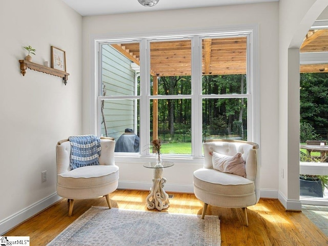 living area with light wood-type flooring