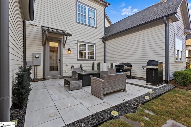 view of patio featuring an outdoor living space and area for grilling