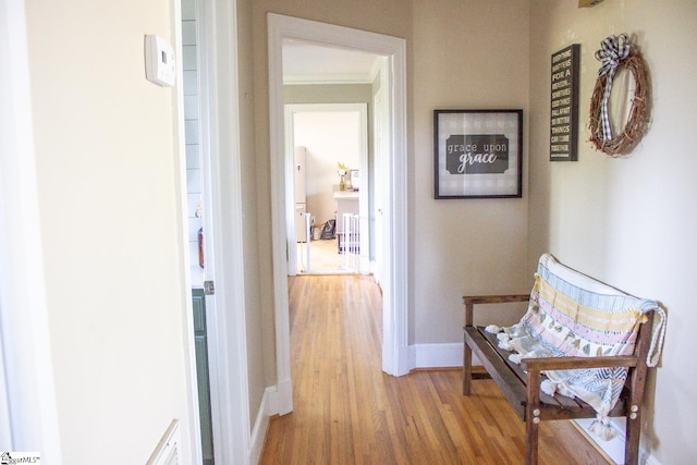 hall featuring light wood-type flooring