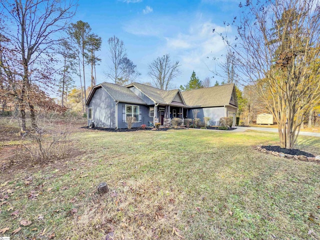 single story home with a front yard