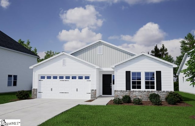 view of front facade with a garage and a front yard