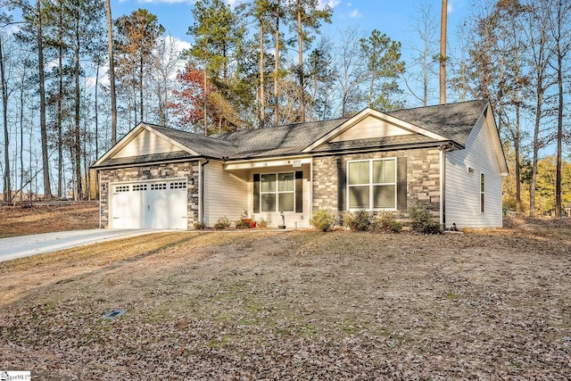 single story home with a garage