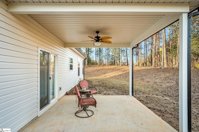 view of patio / terrace featuring ceiling fan