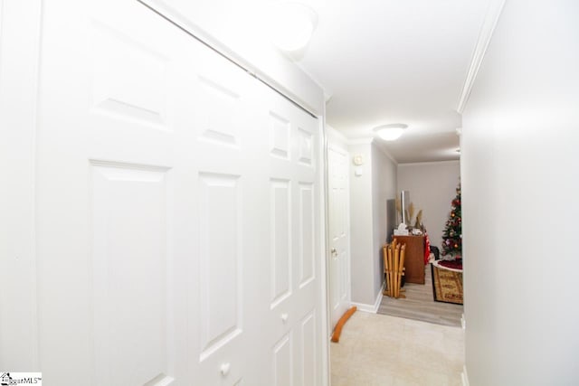 corridor featuring ornamental molding